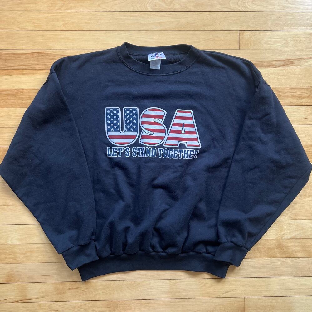 Vintage 90s Logo Athletic USA Flag Unity Crewneck Sweatshirt Unisex Size XL